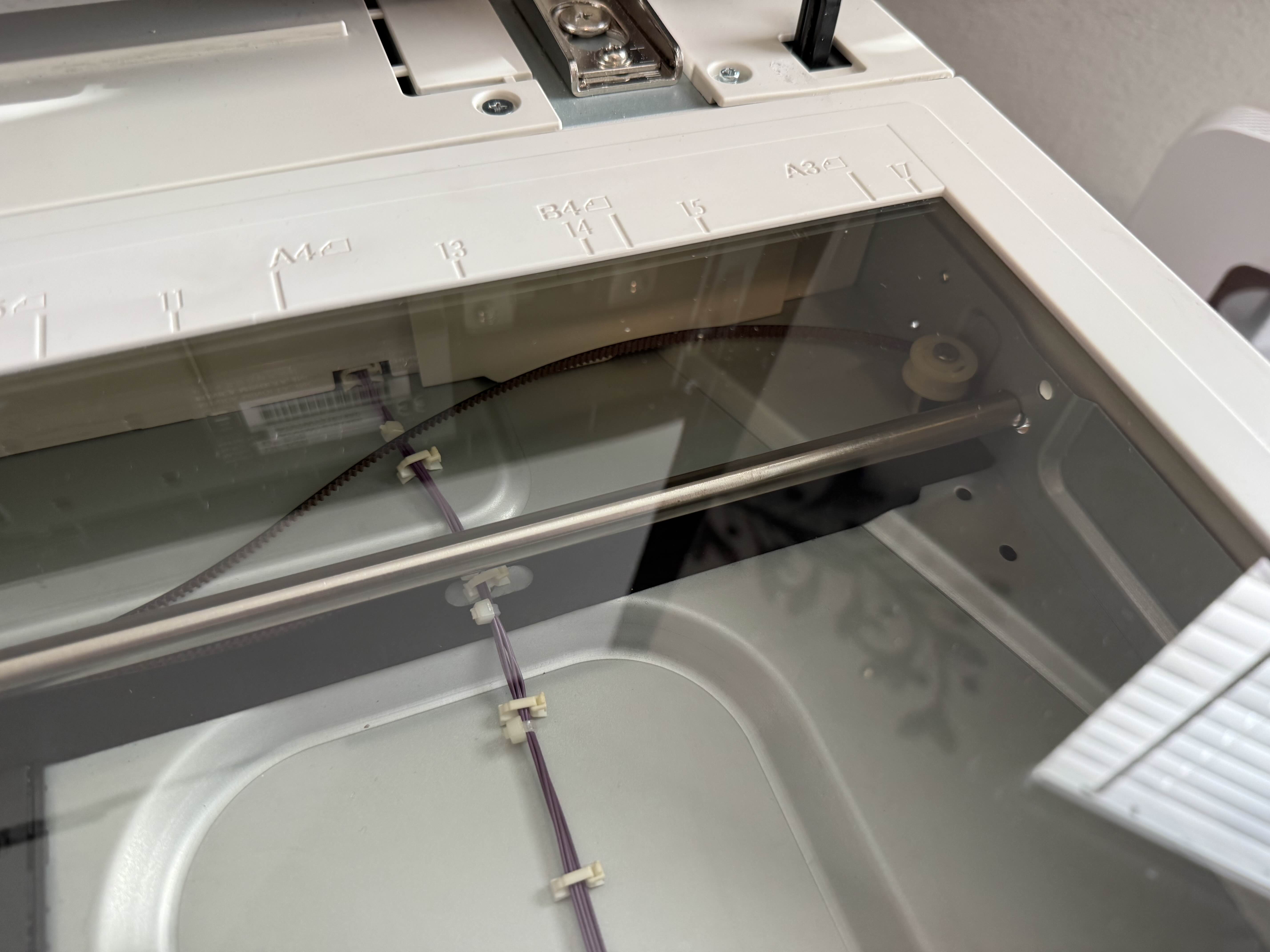 Konica Minolta bizhub scanner timing belt and carriage mechanism during service